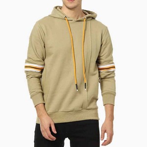 Sweat-shirt à capuche zippé pour homme, kaki uni, en molleton mélangé de coton, style streetwear décontracté, effet délavé - Product Image 1