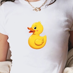 เสื้อยืดแฟชั่นผู้หญิงลายเป็ดยางพร้อมข้อความตัวหนา - Product Image 4