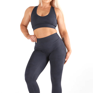 Conjunto de Yoga a Cuadros de 2 Piezas Personalizado para Mujer, Logotipo Personalizado en la Parte Delantera, Sujetador Deportivo Transpirable, Leggings Ligeros, Ropa Deportiva, Venta al Por Mayor OEM - Product Image 3