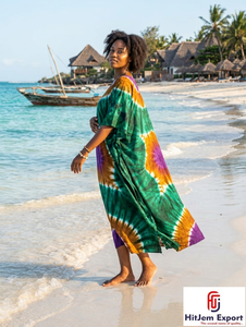 Custom Printed Women Beach <b>Kaftan</b> Dress Loose Fit <b>Summer</b> Cover Up Silk Cotton Rayon Polyester Bulk Supply - Product Image 4