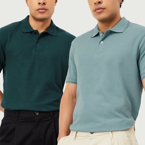 Men's Unisex Golf Collar Casual for <b>Shirt</b> Front Logo 100% Cotton Solid Color <b>Button</b> Front <b>Half</b> Sleeve Breathable 220g Fabric - Product Image 1