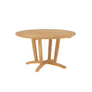 Table de salle à manger ronde en chêne avec trou pour parasol, design moderne, base stable pour usage intérieur/extérieur, assemblée - Product Image 1