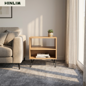 Modern Scandinavian Wood Nightstand with Metal Legs Durable Bedroom <b>Storage</b> <b>Side</b> <b>Table</b> for Home Use - Product Image 4