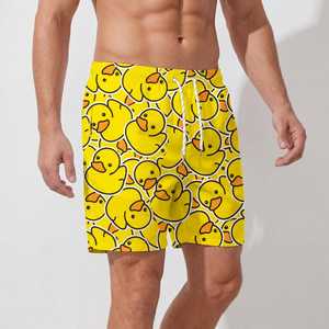 Shorts de Baño para Hombre con Estampado de Pato Amarillo, Secado Rápido, Cintura Elástica con Cordón, Traje de Baño Casual para Surf - Product Image 1