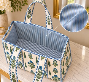 Floral Print Cotton <b>Women</b> Tote <b>Bag</b> with Zipper Closure Large Capacity <b>Travel</b> Shoulder Handbag for Casual Shopping All Seasons - Product Image 5