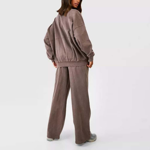 Nouvel ensemble de survêtement unisexe personnalisé de qualité supérieure, style streetwear, délavé à l'acide, à capuche, uni, léger, respirant, à manches longues - Product Image 2