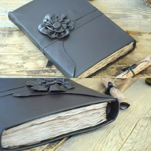 Diario de Cuero Negro Hecho a Mano con Diseño Floral, Cuaderno de Escritura Encuadernado Estilo Vintage, Libro de Grimoares, Libro de Hechizos con Páginas Envejecidas, Regalo - Product Image 5