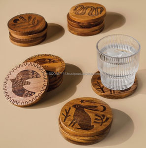 Coaster madeira projeto do corte do laser apresentando motivos elefante adequado para ideias do presente decoração do casamento indiano tradicional - Product Image 3