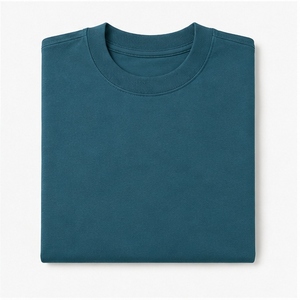 Wholesale Custom Oversized T <b>Shirts</b> <b>Men</b> Teal <b>Blue</b> Blank Drop Shoulder Crew Neck Short Sleeve Loose Fit Streetwear Manufacturer - Product Image 6