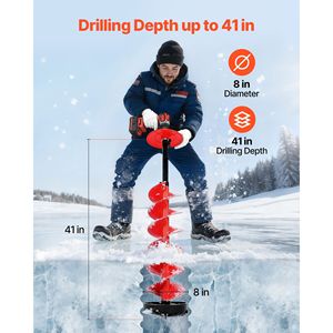 Trapano Elettrico Senza Fili per Pesca sul Ghiaccio, Diametro 8 Pollici, Lunghezza 41 Pollici, Punta in Nylon, Asta di Prolunga 13,4 Pollici e Adattatore per Trapano - Product Image 6