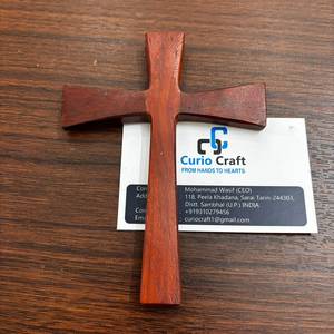 Vintage Style Wooden Cross Pendant Handmade Natural Wooden and Bone Christian Cross by Curio Craft - Product Image 4
