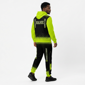 Unisex <b>Yellow</b> Black Hooded <b>Tracksuit</b> 2 Piece Set Gradient Print Sporty Full Sleeve Autumn Wear - Product Image 3
