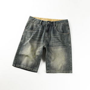 Breathable Cotton Light Wash Mid Waist Streetwear Jeans <b>Shorts</b> Wholesale Men's Vintage Straight Denim <b>Shorts</b> - Product Image 4