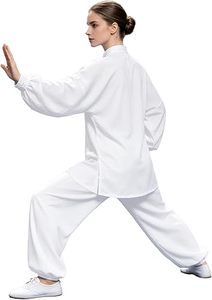 Costume d'arts martiaux Wing Chun blanc unisexe de la meilleure qualité, vêtements de Kung Fu, uniforme de Tai Chi chinois pour la performance, 100% coton - Product Image 2
