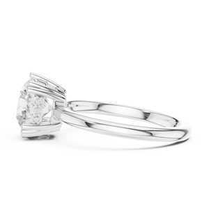 Bague de fiançailles en or rose avec diamant rond brillant et diamants latéraux, style classique, certifiée GIA, bijoux pour femmes - Product Image 2
