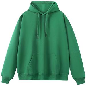 Sweat-shirt à capuche unisexe surdimensionné, vert uni, tricoté, décontracté, avec poche avant, coupe classique, pour l'automne - Product Image 1