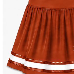 Custom Tan Brown Cheerleading <b>Skirt</b> Pleated Athletic Uniform <b>Skirt</b> With Striped Trim Team Performance Wear Custom Sports Apparel - Product Image 4