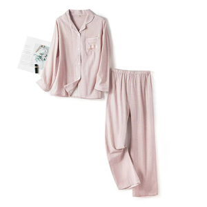 Winter Matching Luxury Cotton Pockets Long Sleeve Sleeping Lounge Wear Pjs Pijamas <b>Pyjamas</b> Pajamas Set <b>for</b> Couple Women Man - Product Image 1