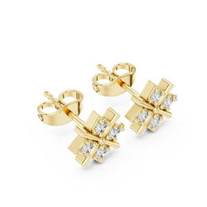Pendientes de Diamantes Cultivados en Laboratorio con Corte Redondo, Oro Sólido de 14K/18K, Diseño Cruzado con Cuatro Piedras, 0.30CT DEF VVS, Joyería Fina para Uso Diario, ODM - Product Image 4
