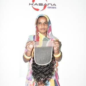 Wholesale 100% Silk Wavy Indian 7*7 Closure Temple Raw Unprocessed Cuticle Aligned Natural color black Wave Human Hair - Product Image 2