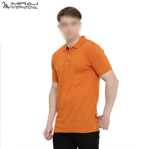 New Trendy Breathable Comfortable Wholesale Price Newest Design Men <b>Orange</b> Color Half Button <b>Polo</b> Shirt For Men Casual Wear - Product Image 2