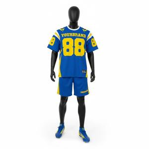 Maillot de football américain personnalisé avec logo dégradé, grande taille, marron et or, en maille respirante, anti-humidité et antibactérien, vente en gros - Product Image 1