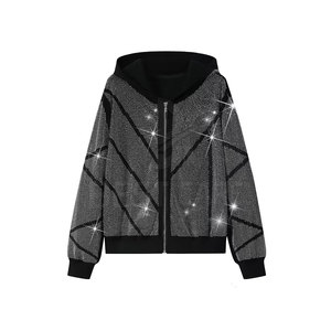 Conjunto Deportivo de 2 Piezas con Capucha para Mujer, Estampado Brillante con Patrón Geométrico, Estilo Deportivo Casual, Manga Larga, Tejido de Algodón Transpirable, Otoño - Product Image 2
