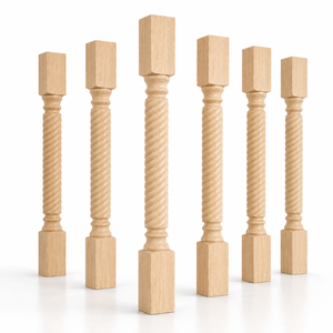Poste de Escalera de Madera Maciza Trenzada de 3.5x3.5x35.5 Pulgadas, Diseño Tradicional Ecológico, Resistente al Agua y Duradero para Escaleras - Product Image 1