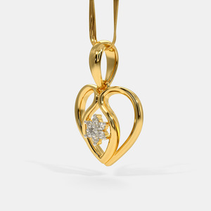 Collar con Colgante de Diamante Cultivado en Laboratorio, Diseño Floral de Corazón Abierto, Oro Amarillo de 14K, con Longitud de Cadena Personalizable - Product Image 3