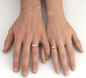 Anillo de Compromiso Clásico con Diamantes, Anillo de Pareja con Diamantes Redondos de Corte Brillante, Diamantes Naturales y Cultivados en Laboratorio - Product Image 4