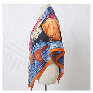 NORTH Women's Square <b>Silk</b> Scarf Hand-Painted Print Elegant Multi-Functional Fashion Accessory All Seasons - Product Image 3