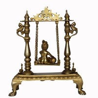 Sculpture traditionnelle la plus vendue en laiton plaqué or, style antique et moderne, Bal Krishna Jhula, pour la maison, le mandir, les temples, les autels spirituels