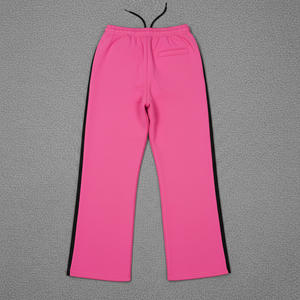 Pantalon de survêtement rose pour homme, taille élastique avec cordon de serrage, blocs de couleur et bande latérale, décontracté, respirant, en polyester, pour l'automne - Product Image 6