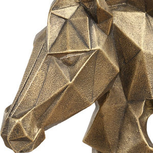 Offre Spéciale : Sculpture Moderne en Aluminium Tête de Cheval Géométrique, Base Noire, Statue d'Animal Sauvage, Figurine de Table Dorée Faite à la Main pour Salon - Product Image 6