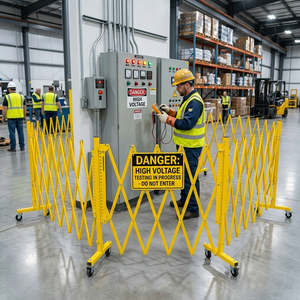 Barrera de Seguridad Plegable de Acero Resistente LIPHOCO, Puerta de Tijera Expandible con Ruedas para Control de Multitudes LP-SF-001 - Product Image 3