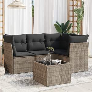 Conjunto de Sofás Modulares Medianos de Ratán PE Gris para Jardín, Muebles de Patio con Estilo y Comodidad - Product Image 1