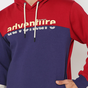 Sweat-shirt à capuche pour homme, rouge et bleu marine, avec imprimé sur le devant, coupe classique, en polaire, décontracté, pour l'automne - Product Image 4
