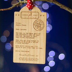 Ornement de Noël en bois gravé, lettre du Père Noël, télégramme du Pôle Nord, rectangulaire, à suspendre au mur, décoration de fêtes, style traditionnel - Product Image 5