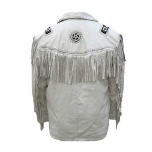 Chaqueta de Cuero y Lona para Hombre, Estilo Vaquero, de Piel de Vaca Original, Transpirable, con Logotipo Frontal, Premium, para Invierno - Product Image 2