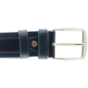 Cinturón de Cuero Azul para Hombre de Marca Famosa con Borde Azul Claro, Alta Calidad, 4 cm de Ancho, 6 Piezas por Caja para Exportación - Product Image 3
