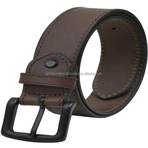 Fashionable High Quality Black and Brown Leather Casual <b>Belt</b> for <b>Jeans</b> Full Stitching and Matt Black Finish Heavy Duty Buckle - Product Image 2