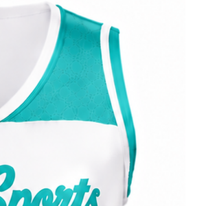Maillot de cheerleading sans manches sublimé turquoise, tenue de sport athlétique pour équipe, uniforme de compétition et d'entraînement - Product Image 3