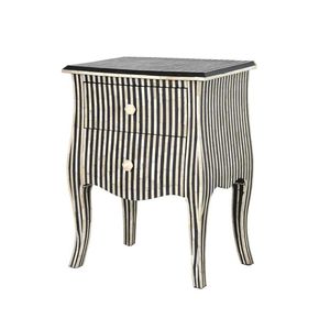 Mesita de noche premium hecha a mano con incrustaciones de hueso para almacenamiento en el dormitorio y soluciones elegantes de estilo interior. - Product Image 6