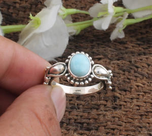 Bague en Larimar bleu naturel en gros, argent sterling 925, pierres précieuses de la République dominicaine, bagues pour femmes, fournisseur de bijoux fins - Product Image 2