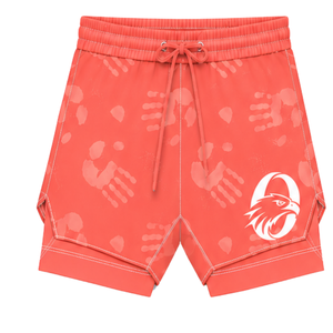 Coral Red White <b>Swim</b> Set Sleeveless Racerback Tank <b>Top</b> with Matching Shorts Lightweight Quick Dry Training Performance Swimwear - Product Image 4
