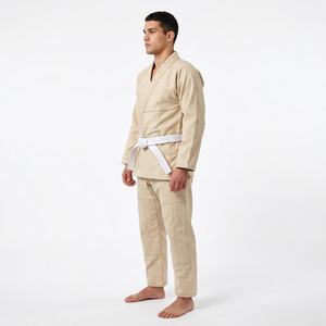 Kimono de BJJ para Hombre, 100% Algodón, Transpirable, Ajuste Personalizado, Talla Adulto, Color Beige, Teñido Liso, Ropa de Artes Marciales, 100 Gramos, Logotipo Frontal - Product Image 2