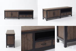 Cómoda Premium Azora Glu TV, Artesanía en Madera Dura, Estilo Contemporáneo Rústico para Apartamento, Acabado con Vetas de Madera Orgánica, Ecológica - Product Image 5