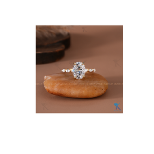 Oval Cut Engagement <b>Ring</b> with Marquise Side Stone Accents <b>Adjustable</b> Diamond Sterling <b>Silver</b> Elegant Band Birthday Anniversary - Product Image 1