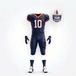 Conjunto de Uniforme Completo de Fútbol Americano Minimalista Azul Marino y Naranja Personalizado 2025, Incluye Jersey, Pantalones, Guantes y Equipo de Protección Deportiva - Product Image 1