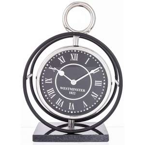 Horloge de table en métal, horloge de chevet, base en marbre, dernier design, horloge de bureau pour la décoration de la maison et du bureau, accessoires - Product Image 1